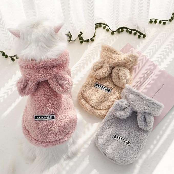 Selena Cat Bunny Ears Costume Cute Dog Kitten Hoodies Sweater Rabbit Ears Puppy Pet Apparel (XX-Large,Gray)