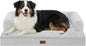 Orthopedic Dog Beds for Large Sized Dogs, Waterproof Egg Crate Foam Medium Dog Couch Beds for Crate 35x22Inch, Washable Pet Beds with Removable Cover and Nonskid Bottom, Grey White