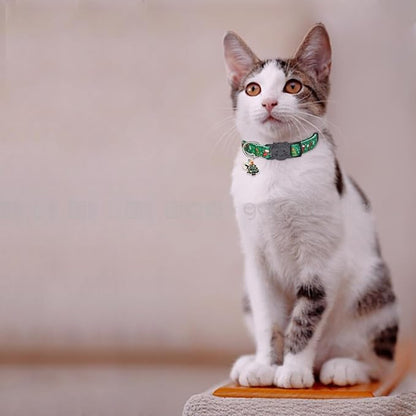 Christmas Cat Collar, Cotton 2 Pack Cat Collar with Bells, Breakaway Collars for Girl Boy Kittens, Christmas
