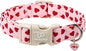 Valentine's Dog Collar, UP URARA PUP Pink Love Heart Adjustable Pet Collar with Bowknot Charm, Adorable Wedding Dog Accessories for Small Medium Large Dogs