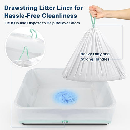 19.6''x13.7''x6'' Suzzipaws Stainless Steel Litter Box, Open Top Sifting Litter Box for Pine Pellets, Metal Litter Pan Tray System with Pee Pads & Liners, Odor Control, Low Dust, Easy Cleaning