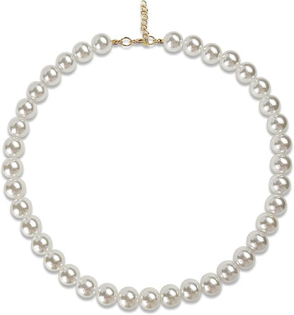 Chunky Pearl Dog Collar Large Breed (0.55 Inch), Adjustable Dog Necklace, Beaded Dog Collar Imitation White Pearls, Elegant Girl Dog Jewelry Accessories for Large Dogs