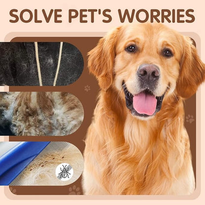 2 Pack Multifunctional Pet Comb, Upgrade Pet Grooming Brush Magic Tear Stain Removal Fine Tooth Stainless Massage Comb Kit for Puppies and Dogs (Pink)