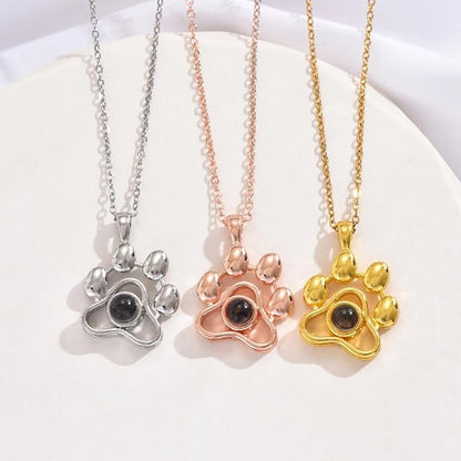 Personalized Cute Dog Cat Paw Name Necklace Forever Love Custom Heart Pendant Pet Name Necklace Gift for Pet Lovers