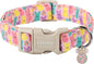 DOGWONG Easter Dog Collar,Cute Bunny Eggs Dog Collar Pink Babbit Pet Collar Girl Dog Collar Puppy Adjustable Soft Dog Collars for Small Dogs