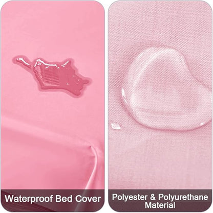 DUJUIKE Waterproof Bed Cover for Dog and Cats,Pet Hair Resistant Bed Sheet Cover, Protective Bed Liner Cover with 100% Waterproof Breathable Thin Fabric (Pink, King 98 * 90 inch)