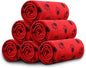 Comsmart Dog Blankets for Small Dogs, 6 Pack Puppy Blanket Cute Paw Print Pet Blanket for Dog, Puppy, Cat, Kitten, 24x28 inches, Red