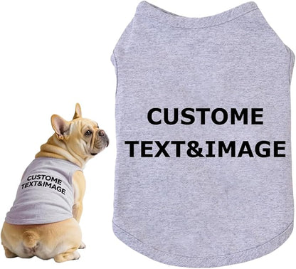 Custom Dog Shirt,Personalized Pet Apparel with Name Text Photo Image,Lightweight Breathable Puppy Kitten Cotton Vest for Small Medium Large Dogs Cats,Puppy Gift (Gray, X-Large)
