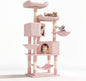 58" Cat Tree Tower for Indoor Cats, Multi-Level Activity Center with Scratching Posts, Hammocks, Top Perch, Dangling Ball & Cat Condo, Soft Pink