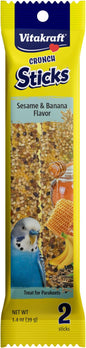 Vitakraft Crunch Sticks Parakeet Treat - Pet Bird Treat Toy - Long-Lasting Chewing Fun (Sesame & Banana)
