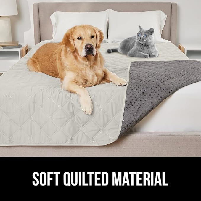 GORILLA GRIP Waterproof Couch Cover for Dogs, Gripped Slip Resistant Backing, Leak Proof Washable Dog Blanket Covers Sofa, Bed, Sectional, Crate, Car, RV Seats, Pet Puppy Essentials, 50x40 Light Taupe