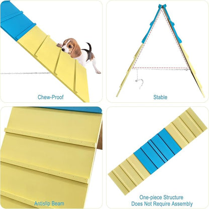 Dog Agility Course Backyard Equipment for Small & Medium Dogs, Puppy Agility Training A-Frame, Pony & Lamb Jumping Obstacle Course Ramp & Playground
