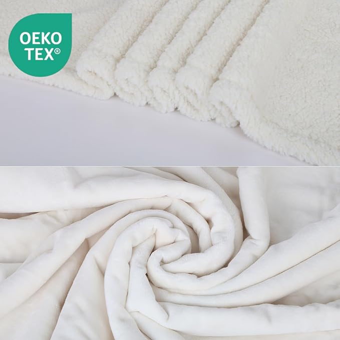 Waterproof Dog Blanket for Large Dogs - Reversible Washable Pet Blanket, Soft Sherpa Fleece Furniture Protector, Cat Throw Bed Couch, Cream,50"x60"