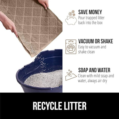 GORILLA GRIP Cat Litter Box Mat, 40x28, Water Resistant, US Designed Kitty Litter Trapping Mats, Easy to Clean, Scatter Control, Less Mess and Clean Floors, Kitten Supplies for Indoor Cats, Beige