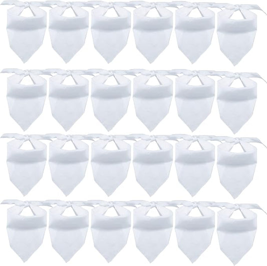24 Pieces Sublimation Pet Bandanas White Heat Transfer Triangle Dog Scarf Blank Big Washable DIY Polyester Dog Bibs Kerchief Apparel Accessories for Dogs Puppy Cats (White-24Pack)