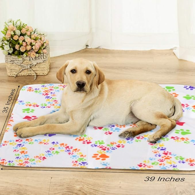Comsmart Dog Blankets for Small Dogs, 6 Pack Puppy Blanket Cute Paw Print Pet Blanket for Dog, Puppy, Cat, Kitten, 39x35 inches, White