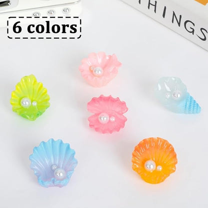 MIUPOO Glow Pearl Shell,Betta Stones,Glow in The Dark Crystal,Bonsai Decor,Chips Stone Small Decorative,Fish Tank Decor,6 Colors,12 Pieces.