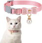 Cat Collar Breakaway, Adjustable Pink Cat Collar with Pearl Pendant, Cute Cat Collars with Safety Buckle Pink Bowtie Kitten Collars for Girl Cats