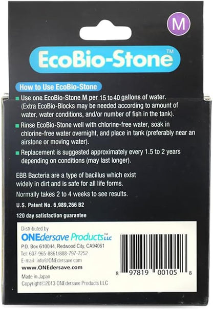 Aquarium Stone for Natural Water Clarification and Odor Removal Featuring Beneficial Bacteria (Medium)