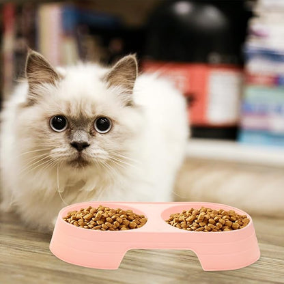 Balacoo 8 Pcs Cat Food Feeder, Plastic Double Bowl Cat Feeder, Candy Color Pet Food Bowl, Multi- Household Food Dispenser, Non-Slip, Pet Supplies Accessories