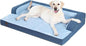 KSIIA Washable Dog Bed XXXL Senior Dog, Orthopedic Warm Soft Pet Sofa Waterproof Pet Couch with Sides, Non-Slip and Egg-Crate Foam Jumbo Beds with Removable Cover, 53x36Inch, Blue