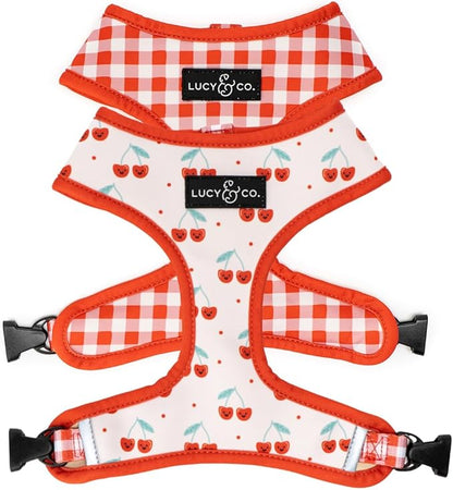 Lucy & Co. Cheery Cherries, Cute Reversible Dog Harness Walking Halter - Best Designer Pet Harnesses for XS - XL Dogs - Padded Adjustable Vest for Easy Walking (X-Large)