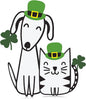 Fiwochic St Patrick's Dogs Cat Decorations Metal Shamrock Wall Art Irish Pet Hanging Signs Farmhouse Rustic Irish Clover Green Decor Gift for Front Door Porch Hallway Outdoor Garden 15.8 x 12 Inch
