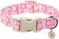 DOGWONG Flower Dog Collar-Daisy Flower Print Girl Dog Collar for Large Cute Dog Collars Spring Female Pet Gift Adjustable Heavy-Duty Soft Collar，L