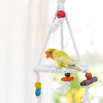 Hypeety Pet Bird Parrot Swing - Hanging Hammock for Parakeets, Budgies, Conures & Quaker Parrots - Cotton Rope Round Swing Toy