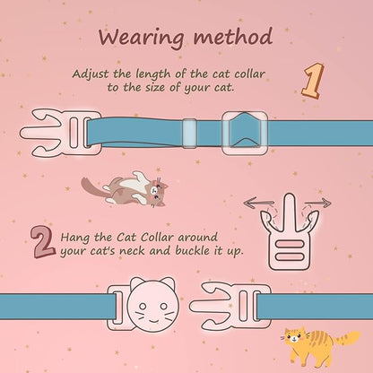 2 Pack Cotton Breakaway Cat Collar with Bell Dark Blue & Light Blue White Snowflake Pendant Cute Kitten Cat Collar Suitable for Girls and Boys