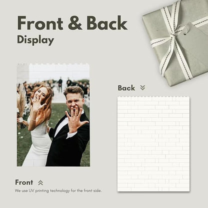 NAZENTI Personalized Newlywed Newspaper Building Block Keepsake for Couple, Custom Wedding Puzzles Blocks gifts for Him Husband, Custom Home Decor with Photo Gifts for Valentine Christmas Birthday