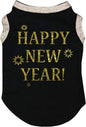 Petitebella Bling Happy New Year Puppy Dog Shirt (Black/Gold, Small)