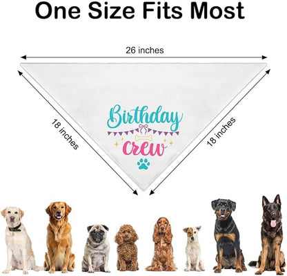 Birthday Crew White Dog Bandana, Cute Pet Scarf for Birthday Celebration, Puppy Costume Accessory Photo Prop for Festive Celebration Party Dinner, Heartwarming Gifts for New Dog Owner Dad Mom