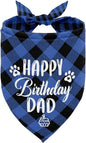 Dog Bandana, Happy Birthday Dad Dog Bandana, Dog Scarf Classical Plaid Printing, Dog Scarf Accessories, Dog Bandana Pet Scarf, Pet Scarf Accessories, Dog Bandana Gift for Dad Birthday Party (K26)