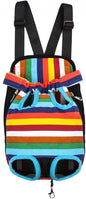 Pet Dog Puppy Cat Carrier Five Holes Backpack Double Shoulder Straps Canvas Cotton Front Chest Backpack Bag(Colourful, Small)