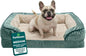 Furhaven Memory Foam Dog Bed for Medium/Small Dogs w/ Removable Bolsters & Washable Cover, For Dogs Up to 35 lbs - Plush & Velvet Waves Perfect Comfort Sofa - Celadon Green, Medium