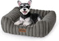 Small Dog Beds for Small Dogs - Washable Cat Beds for Indoor Cats, Rectangle Orthopedic Puppy Bed with Fluffy Removable Cover, 20x19x7inches, Grey