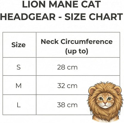 Adjustable Lion Mane Wig Pet Costume, Soft Halloween Cat Clothing with Secure Fit, Comfortable Feline Apparel for Parties, Fun Photo Sessions with Adorable Cat Costumes (Size M)