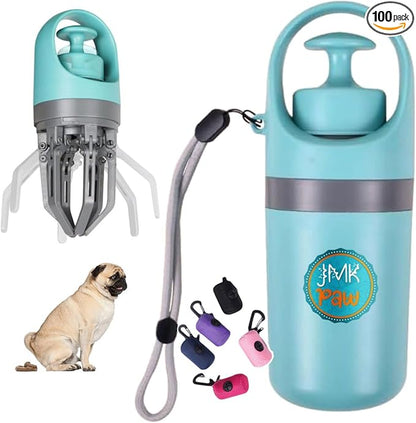 Pooper Scooper for Dog – Portable Dog Poop Holder with Waste Bag Pouch, Doggy Yard Trash Picker Upper, Small & Large Dogs Poop Scoop with Claw Pickup Tool, Travel Pet Accessories for Walking