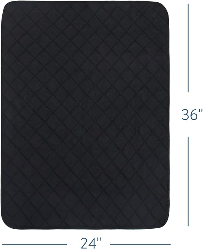 2 Pack Washable Incontinence Bed Pads, Reusable Underpads for Kids, Adults, Elderly, Hospitals & Pets, Waterproof Bed Protector Pad for Bed, Sofa, Floor, Super Absorbent Bed Pad 24" x 36"- Black