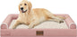 Large Dog Bed Orthopedic Washable: Beds Bolster XL Bed Big XLarge Dogs Memory Foam Sofa Couch Waterproof Removable Cover - Pink
