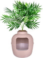 Good Pet Stuff Hidden Litter Box Planter, Decorative Cat Litter Enclosure with Carbon Filter, Artificial Plant, Easy Clean, Indoor Design, Original Round Style, Essentials Kit, Pink Coral