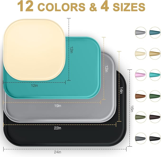 Small Silicone Pet Food Mat with Raised Edge for Food and Water Bowl, Square Dog Feeding Mats, Cat Food Trays for Floor Waterproof, Rubber Tray for Dogs and Cats, 12 x 12 x 0.7 Slate Blue