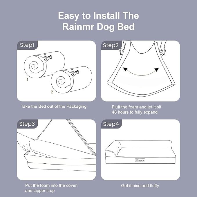 Orthopedic Dog Bed for Small and Medium Dogs, Memory Foam Pet Bed with Washable Removable Cover, Nonskid Bottom, Waterproof, for Indoor, Outdoor, Crate ＆ Car Use, 30x20x6 Inches, Light Grey