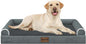 Large Dog Bed Orthopedic Washable: Beds Bolster XL Bed Large Big Dogs Egg Crate Foam Couch Sofa Waterproof with Removable Cover - Dark Grey