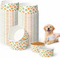 60 Pcs 42 oz/ 5.2 Cups Disposable Pet Bowls with Waterproof PE Coating, Heavy Duty Leakproof Bulk Dog Bowls with Printed Pattern for Multi-Dog Homes, Puppies, Travel, Camping & Pet Party