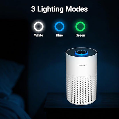Air Purifiers for Bedroom Home, Cobectal Air Cleaner with H14 True HEPA 3-in-1 Filter for Room up to 1050 ft², Aroma Function, Sleep Mode, Portable Air Purifiers for Office, Dorm, RVs, White