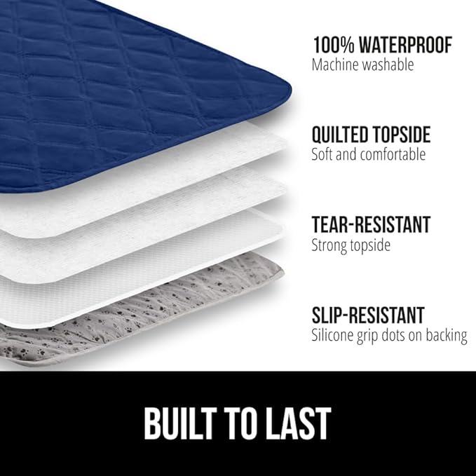 GORILLA GRIP Waterproof Bed Cover for Dogs, 102x82, Gripped Slip Resistant Backing, Leak Proof Washable Dog Blanket Covers Sofa, Couch, Sectional, Crate, Car, RV Seats, Pet Puppy Essentials, Navy Blue
