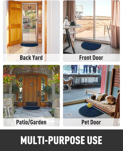 tchdio Semicircular Durable Rubber Doormat- Non Slip Front Door Mat for Outside Inside Entry, Navy Blue 24”x36”