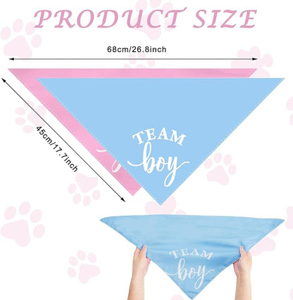 Whaline 2 Pack Gender Reveal Dog Bandana Team Boy Team Girl Triangle Pet Scarf Pink Blue Pregnancy Announcement Pet Neckerchief for Pets Daily Wear Photo Prop Party Supplies, 26.8 x 17.7 x 17.7 Inch